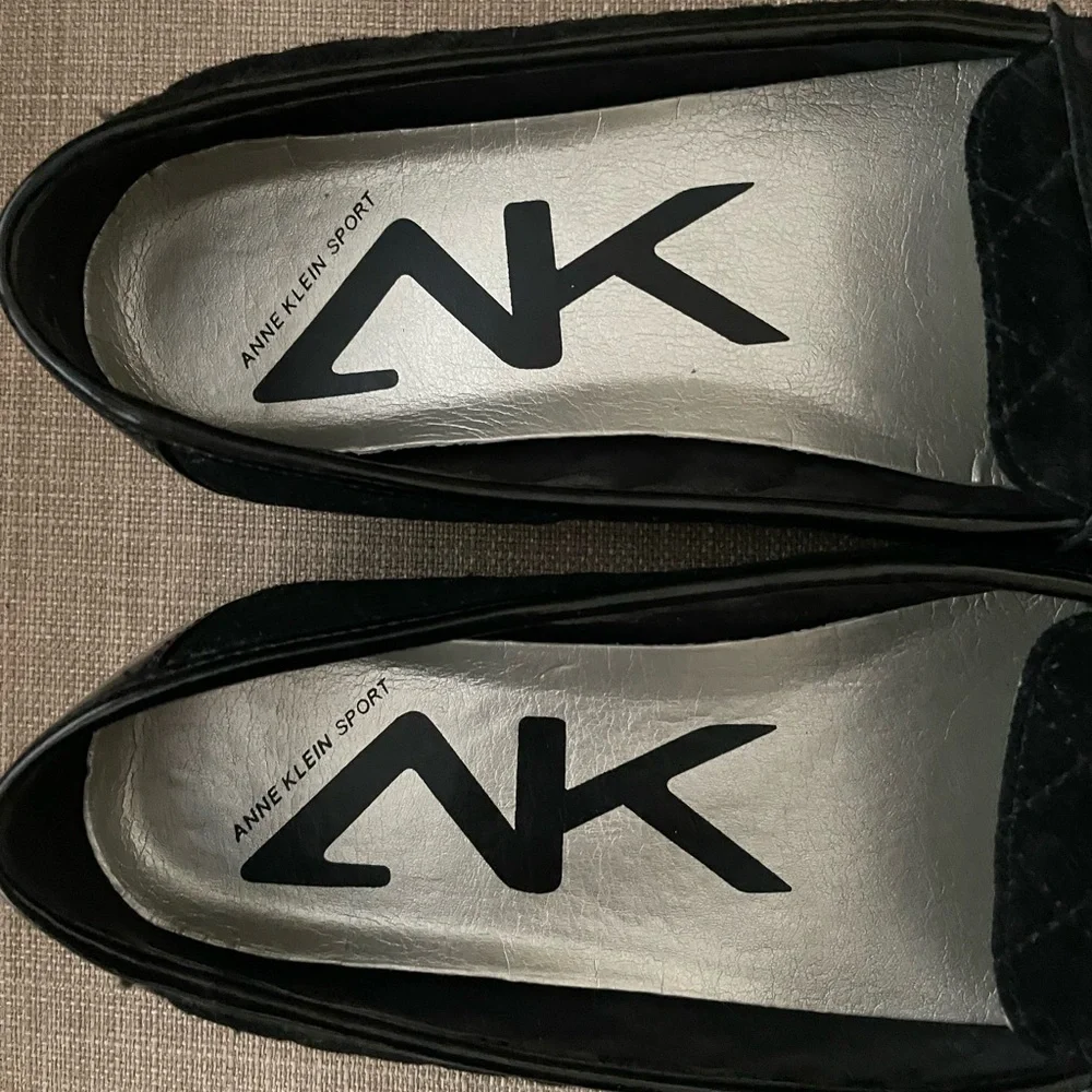 Anne Klein Sport Quilted Black Suede Flats